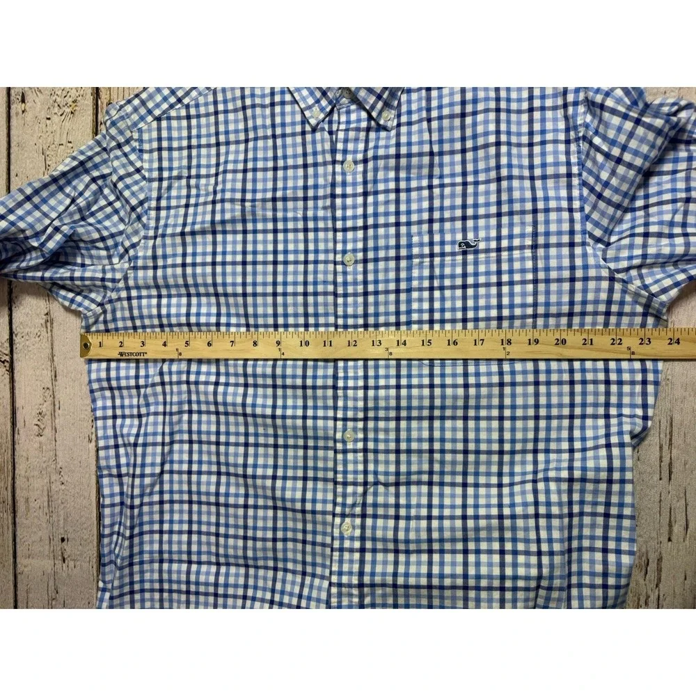 Vineyard Vines Shirt Mens XL Blue Check L/S Stretch Poplin Twill Button Down - Picture 7 of 7
